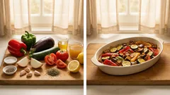 Ofengemüse in Ratatouille-Art: saftig geschmort mit Kräutern und Brühe